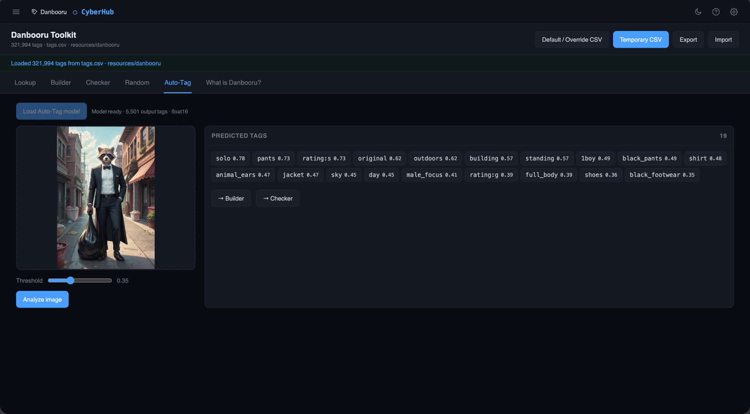 CyberHub Danbooru toolkit interface