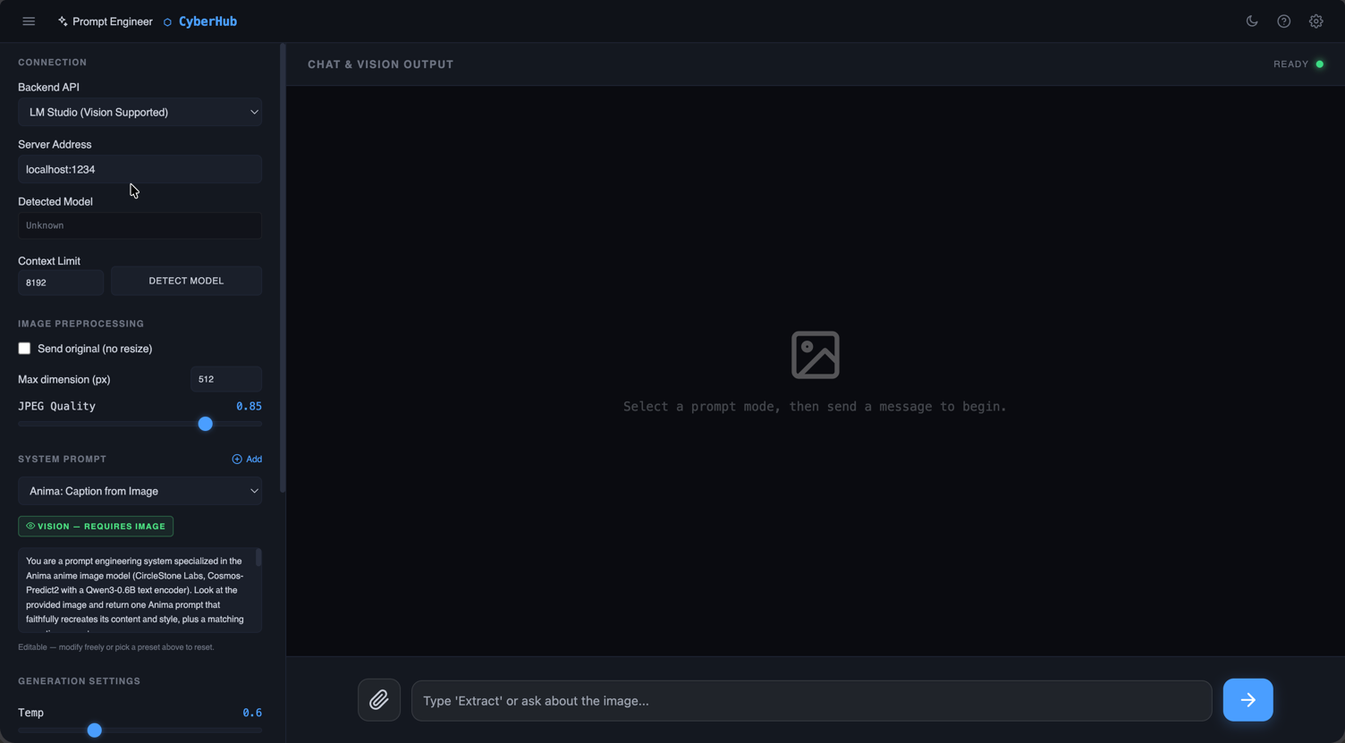 CyberHub Prompt Engineer interface